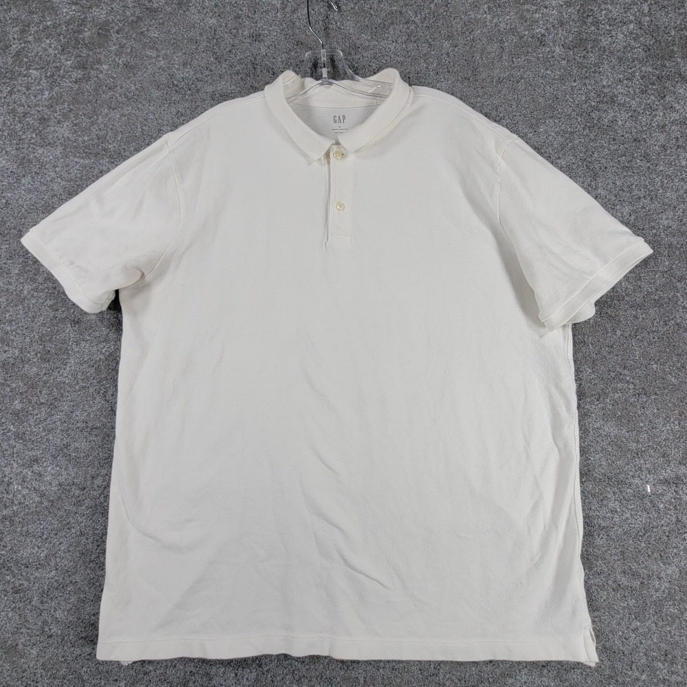 Gap Pique Polo Shirt Mens‎ XL White Stretch Two Button Outdoor Golf Performance